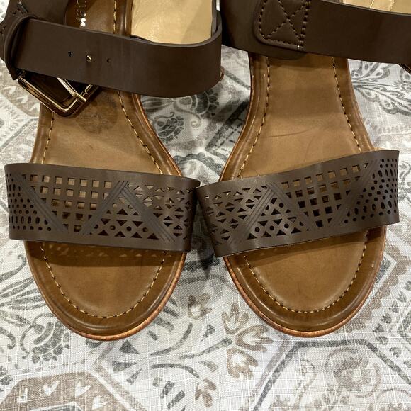 Brown Wedges Heel Sandals Size 7 - Picture 7 of 9